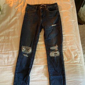 Levi, dark blue, High-rise skinny ripped jeans